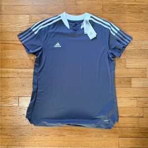 NWT Adidas Grey and White Men's Large Jersey with Mesh Sides